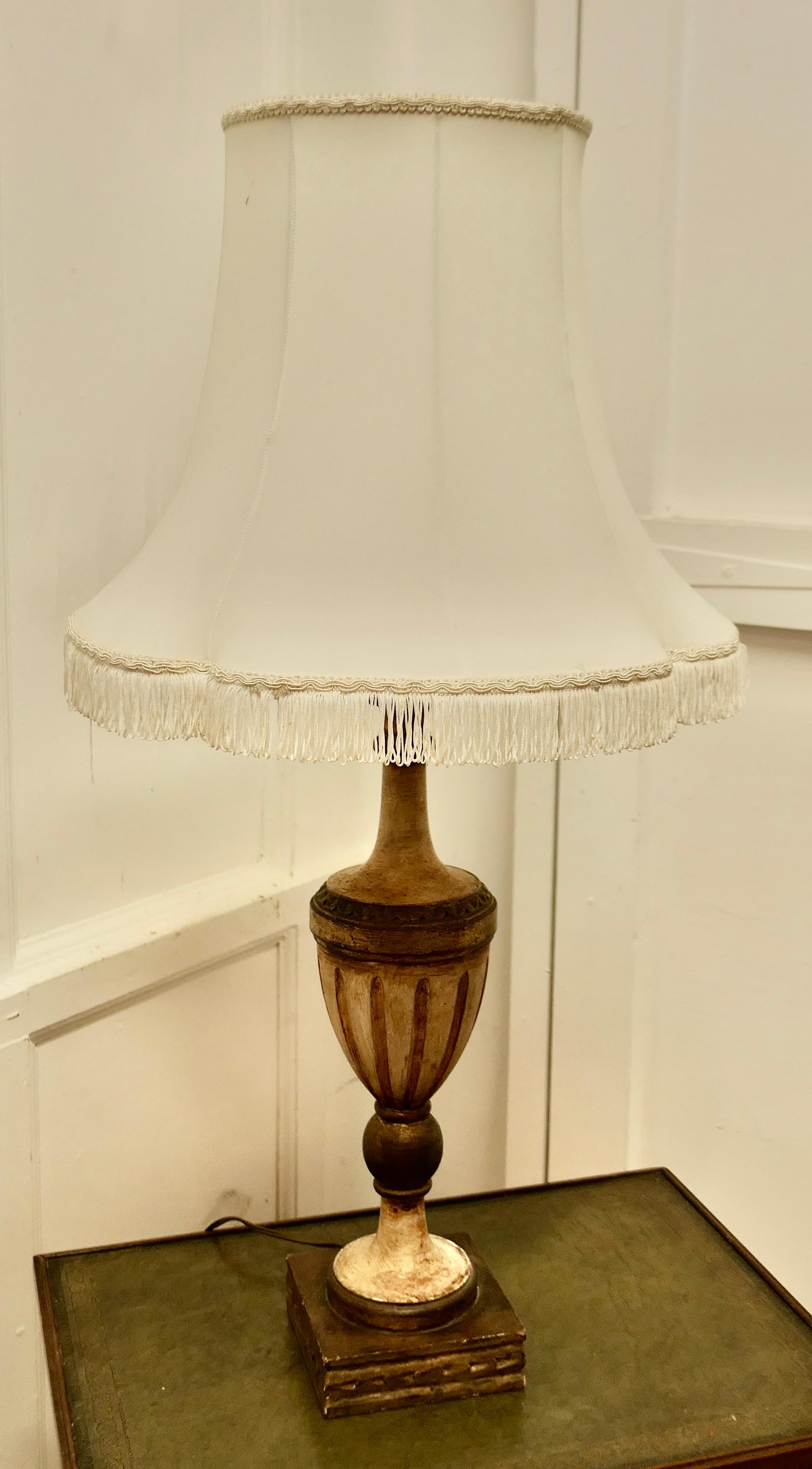 Pine Large Carved Wooden Table Lamp  This is a great statement piece  For Sale
