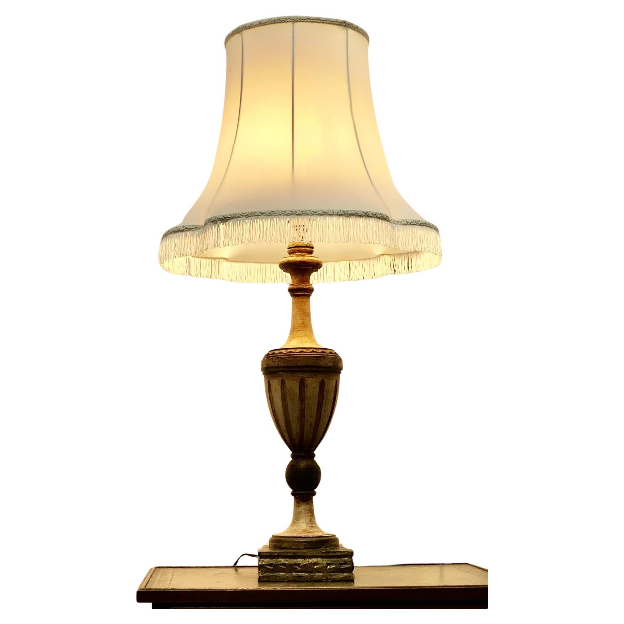 Large Carved Wooden Table Lamp  This is a great statement piece 
