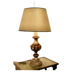 Antique Large Carved Wooden Table Lamp  This is a great statement piece, it has a large 