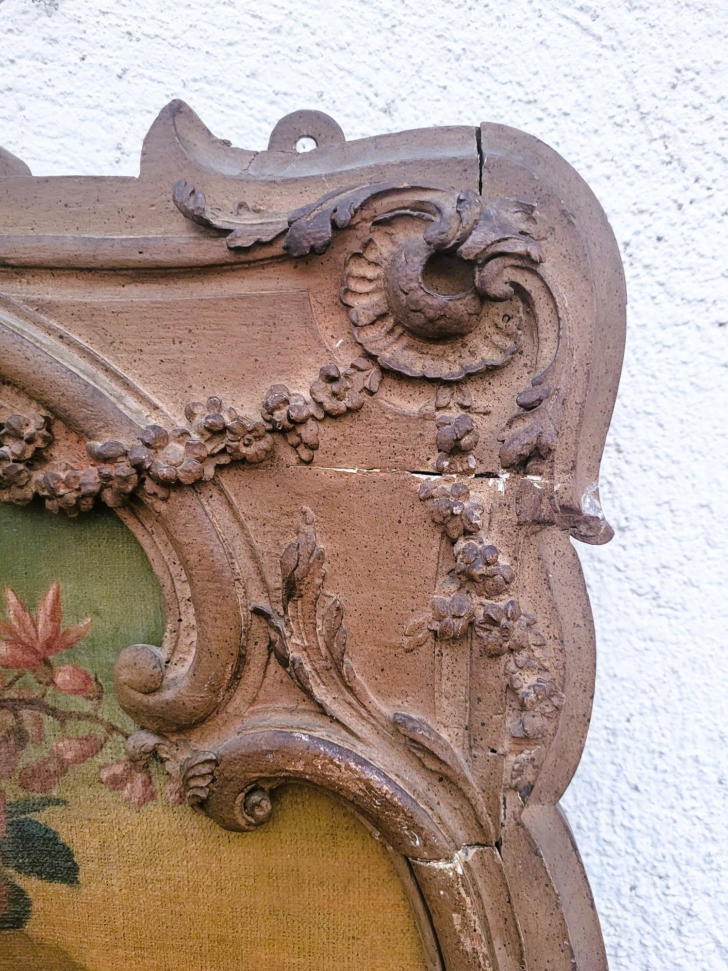 Large Carved Wooden Trumeau With Still Life With Birds, 19th Century 4