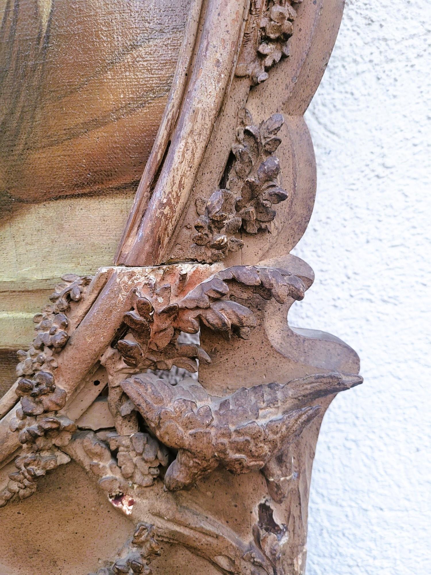 Large Carved Wooden Trumeau With Still Life With Birds, 19th Century 5