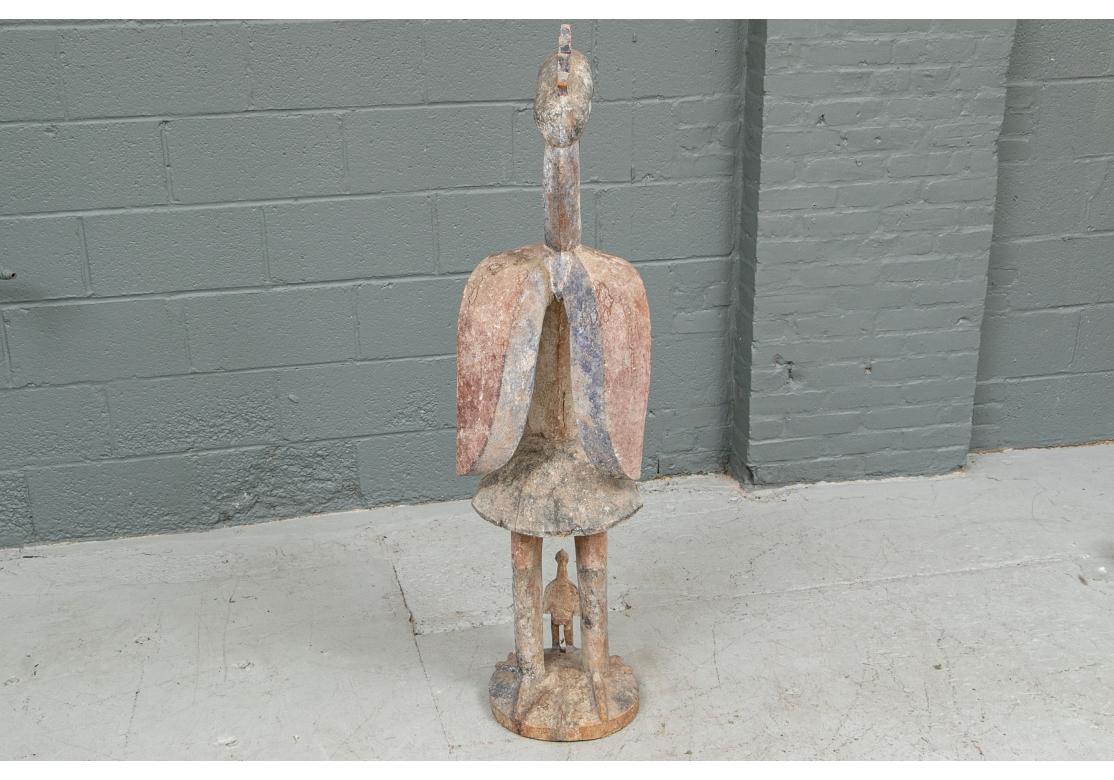 Carved Large Carving Of An African Hornbill And Young For Sale