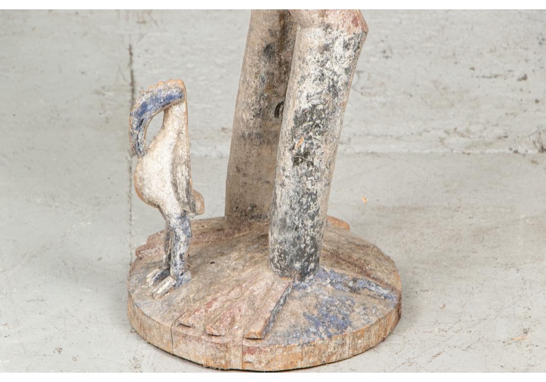 Large Carving Of An African Hornbill And Young In Distressed Condition For Sale In Bridgeport, CT