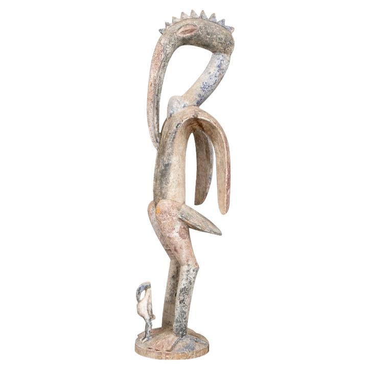 Large Carving Of An African Hornbill And Young