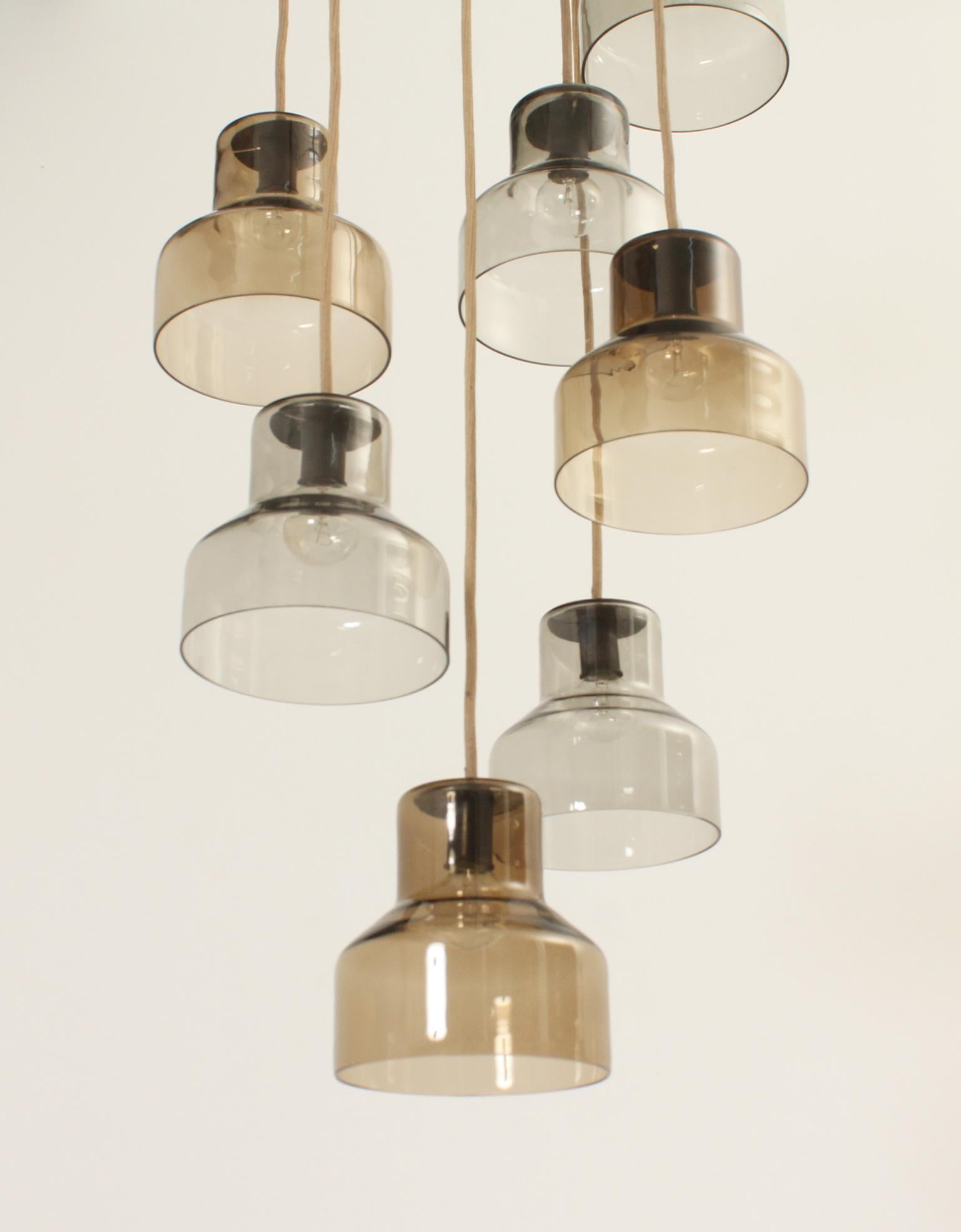 Italian Large Cascade Ceiling Lamp by Peter Pelzel for Vistosi, Italy, 1962 For Sale