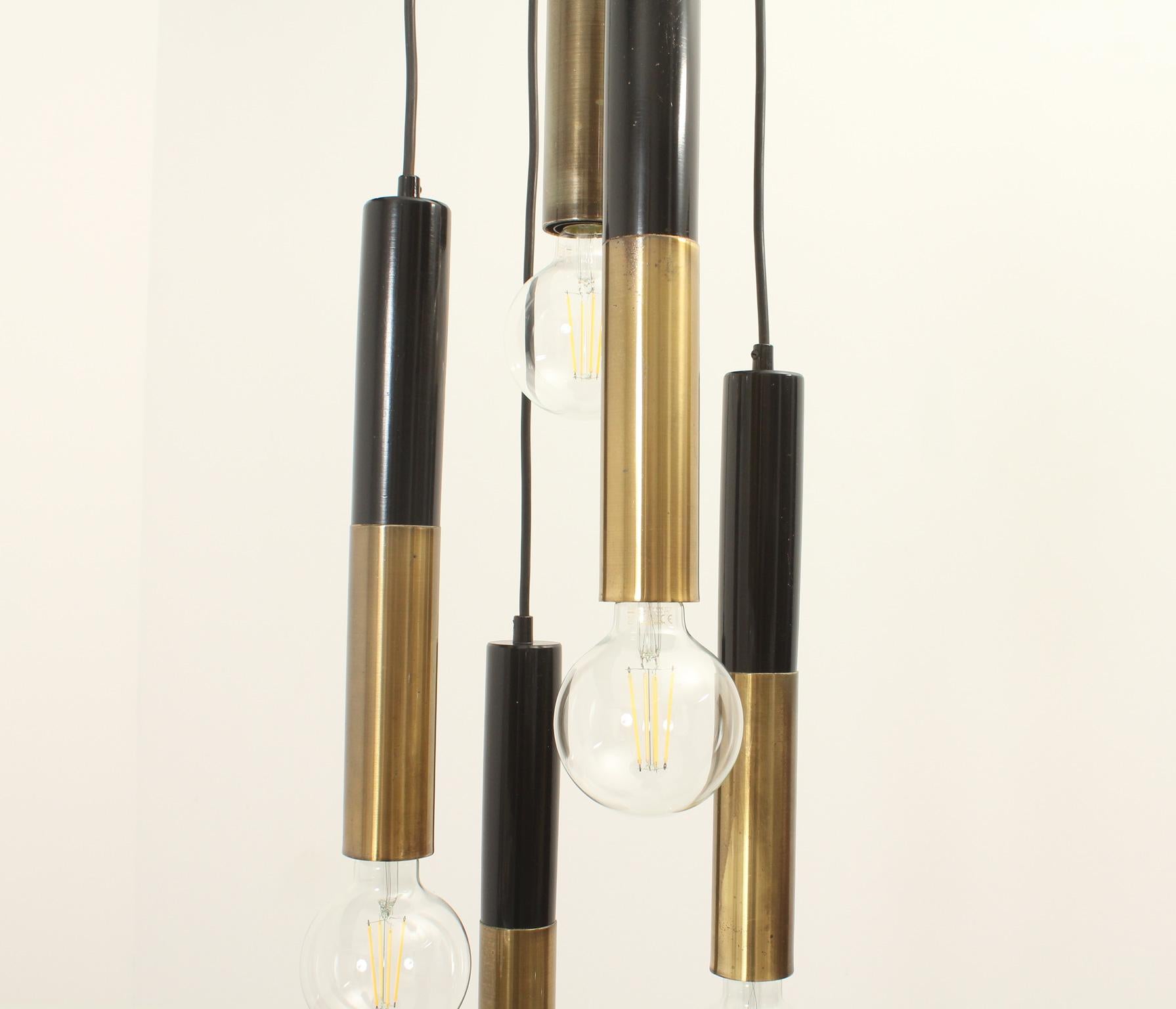 Mid-Century Modern Large Cascade Chandelier with Five Lights from 1960s For Sale