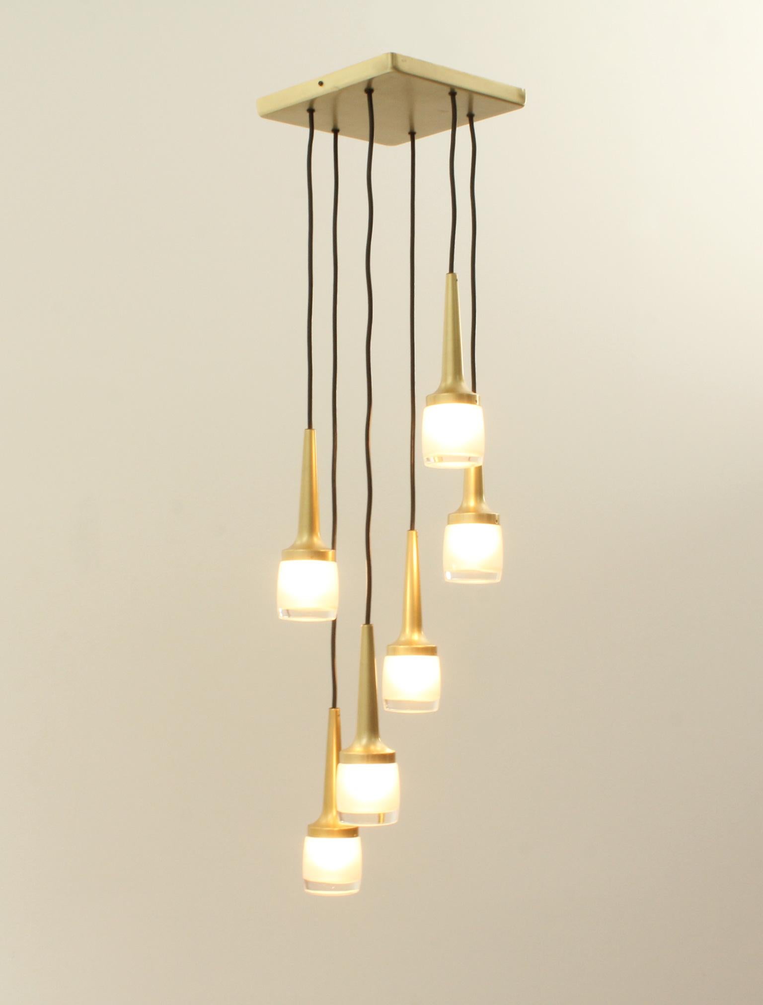 Large Cascade Chandelier with Six Lights by Staff, Germany, 1960s For Sale 7