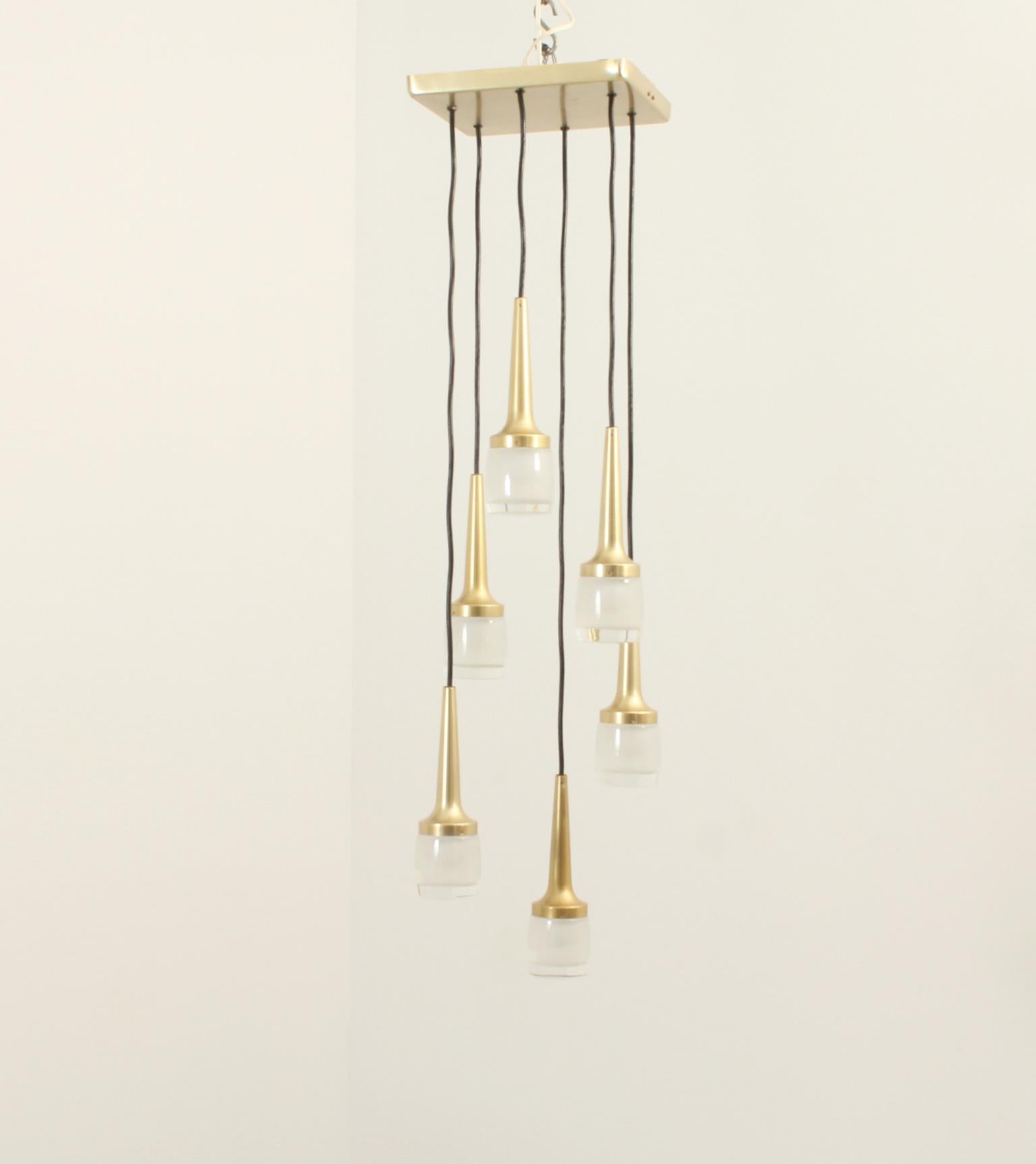 Mid-Century Modern Large Cascade Chandelier with Six Lights by Staff, Germany, 1960s For Sale