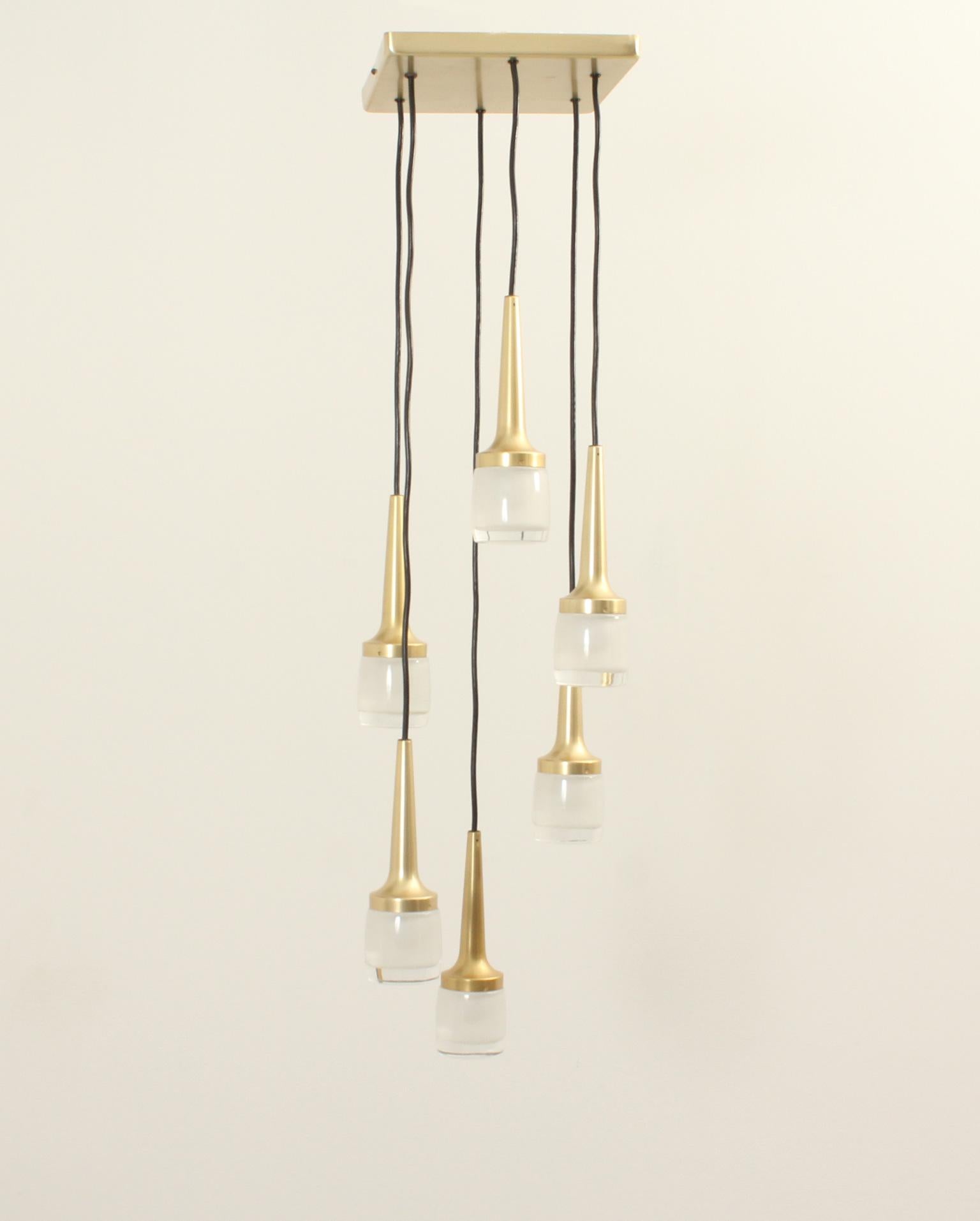 Large Cascade Chandelier with Six Lights by Staff, Germany, 1960s For Sale 1