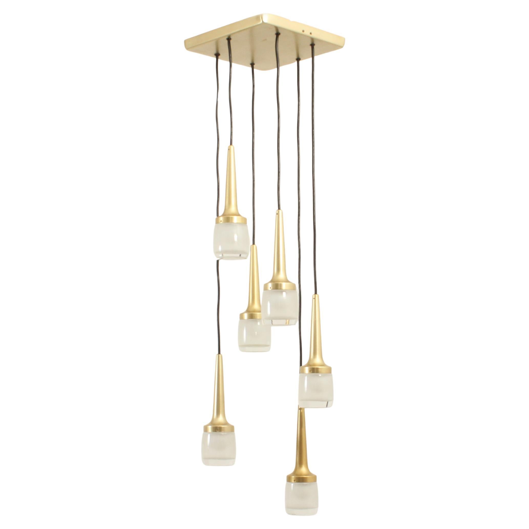Large Cascade Chandelier with Six Lights by Staff, Germany, 1960s For Sale
