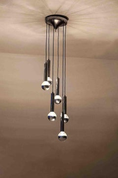 Large cascade chrome tubular chandelier, 1960s