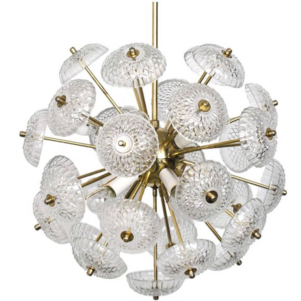 German Large Cascade Light Fixture with Five Sputniks in the Style of Emil Stejnar For Sale