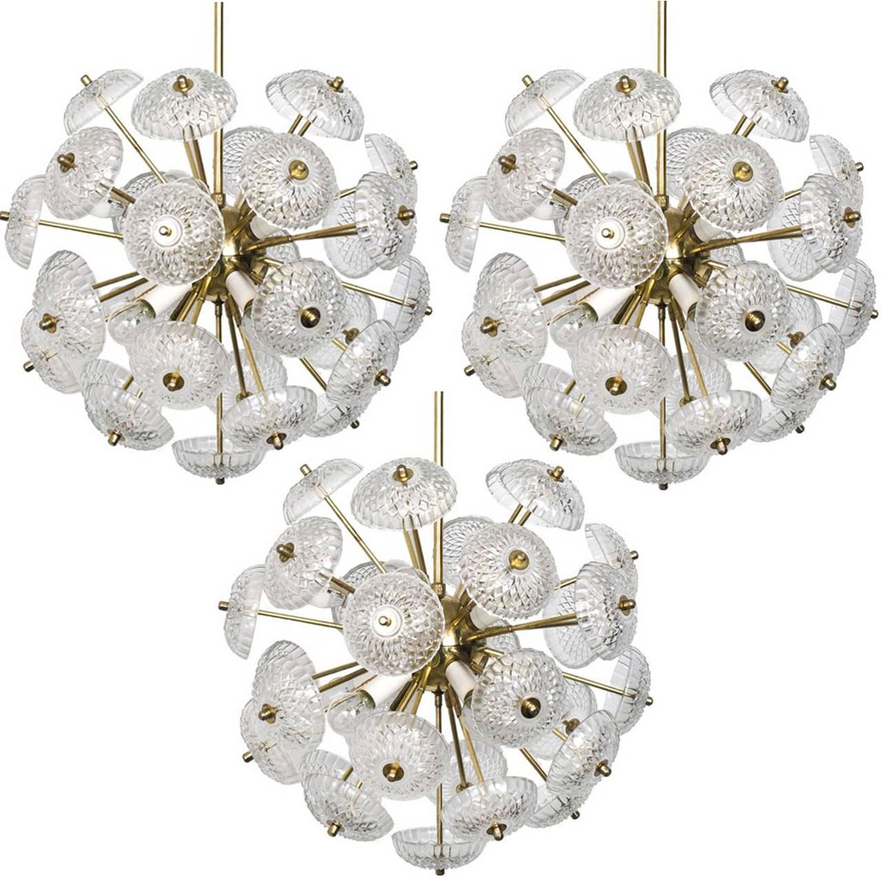 Large Cascade Light Fixture with Five Sputniks in the Style of Emil Stejnar For Sale 1