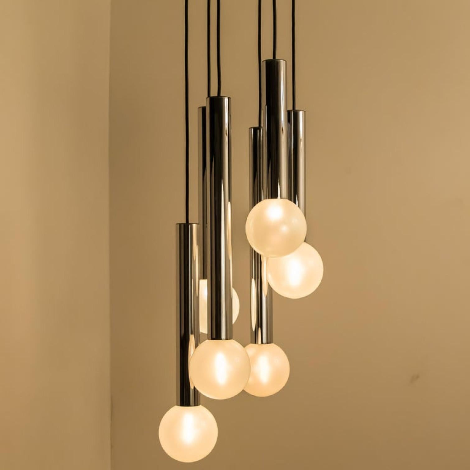 Large Cascade Light with Blown Opaline Glass Balls by Motoko Ishii for Staff For Sale 2