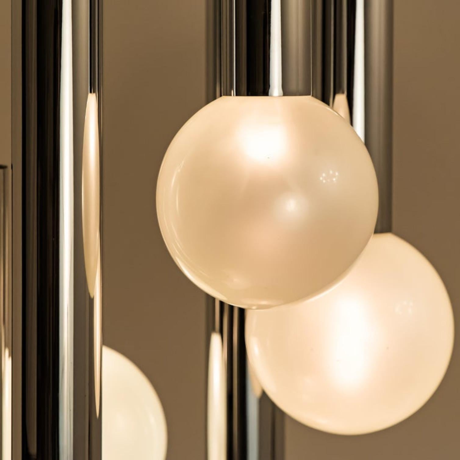 Large Cascade Light with Blown Opaline Glass Balls by Motoko Ishii for Staff For Sale 3