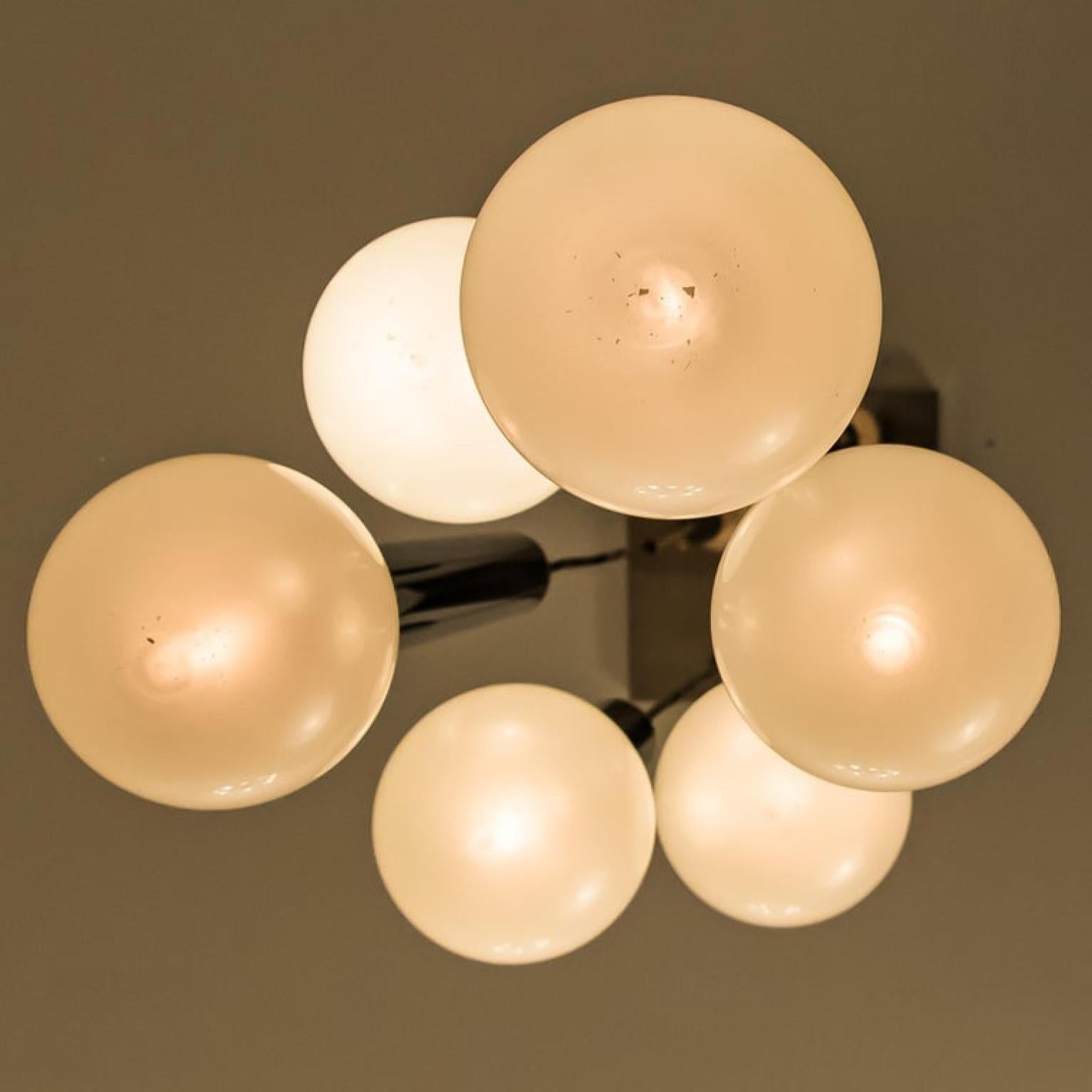 Large Cascade Light with Blown Opaline Glass Balls by Motoko Ishii for Staff For Sale 4
