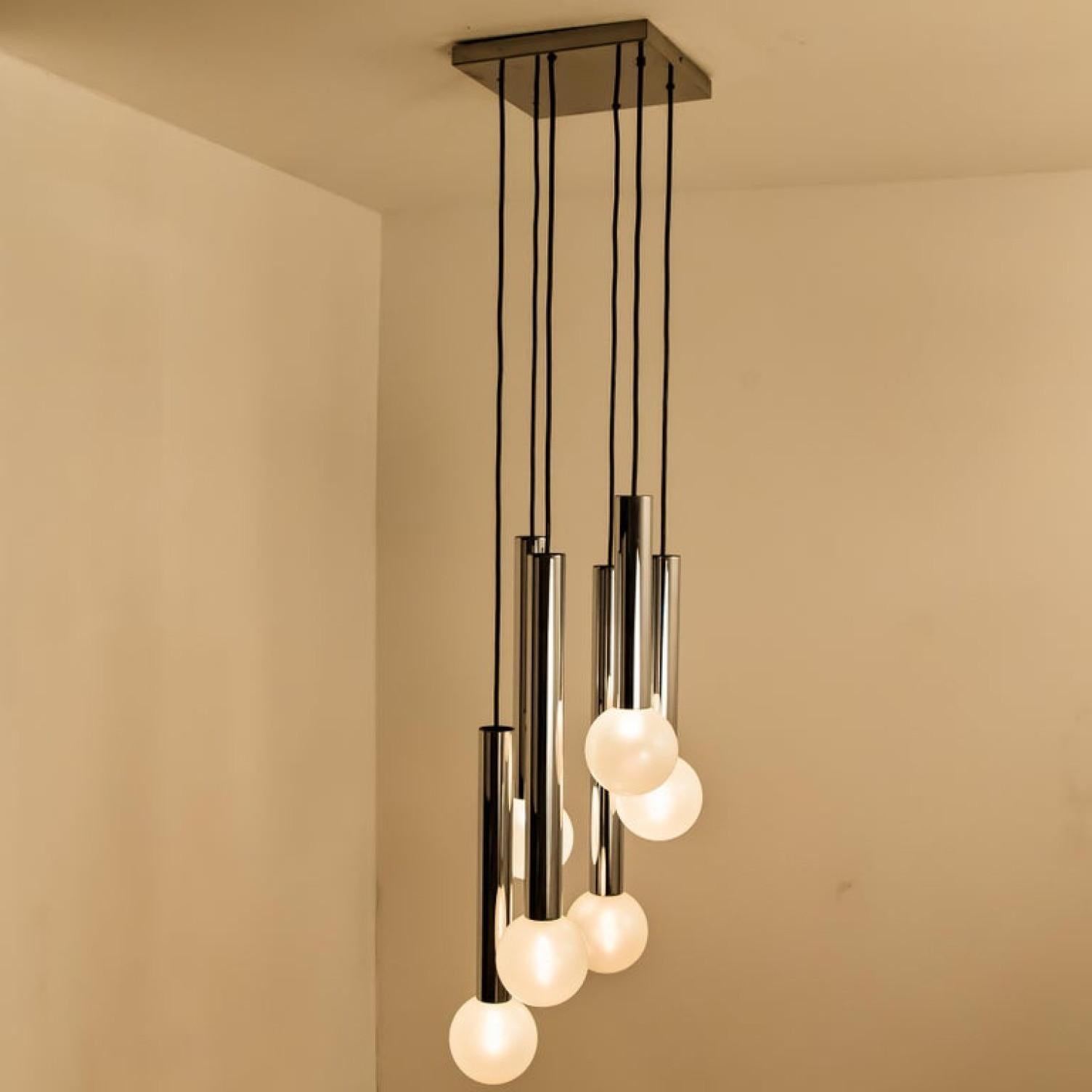 Large Cascade Light with Blown Opaline Glass Balls by Motoko Ishii for Staff For Sale 5