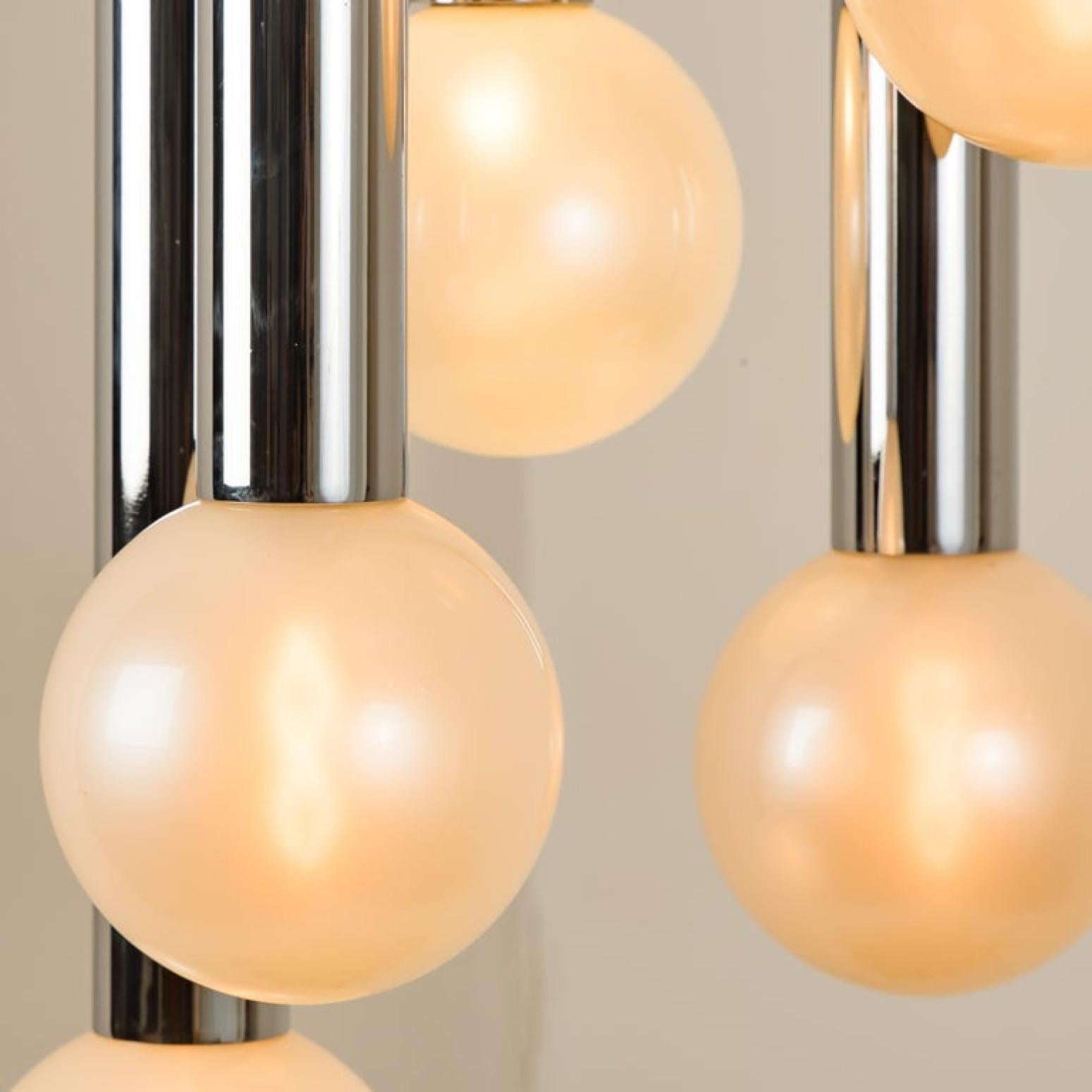 Other Large Cascade Light with Blown Opaline Glass Balls by Motoko Ishii for Staff For Sale