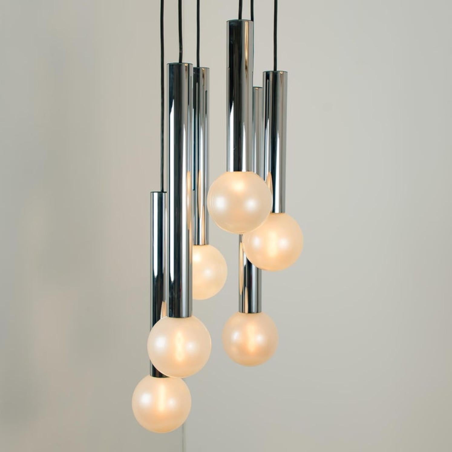 20th Century Large Cascade Light with Blown Opaline Glass Balls by Motoko Ishii for Staff For Sale