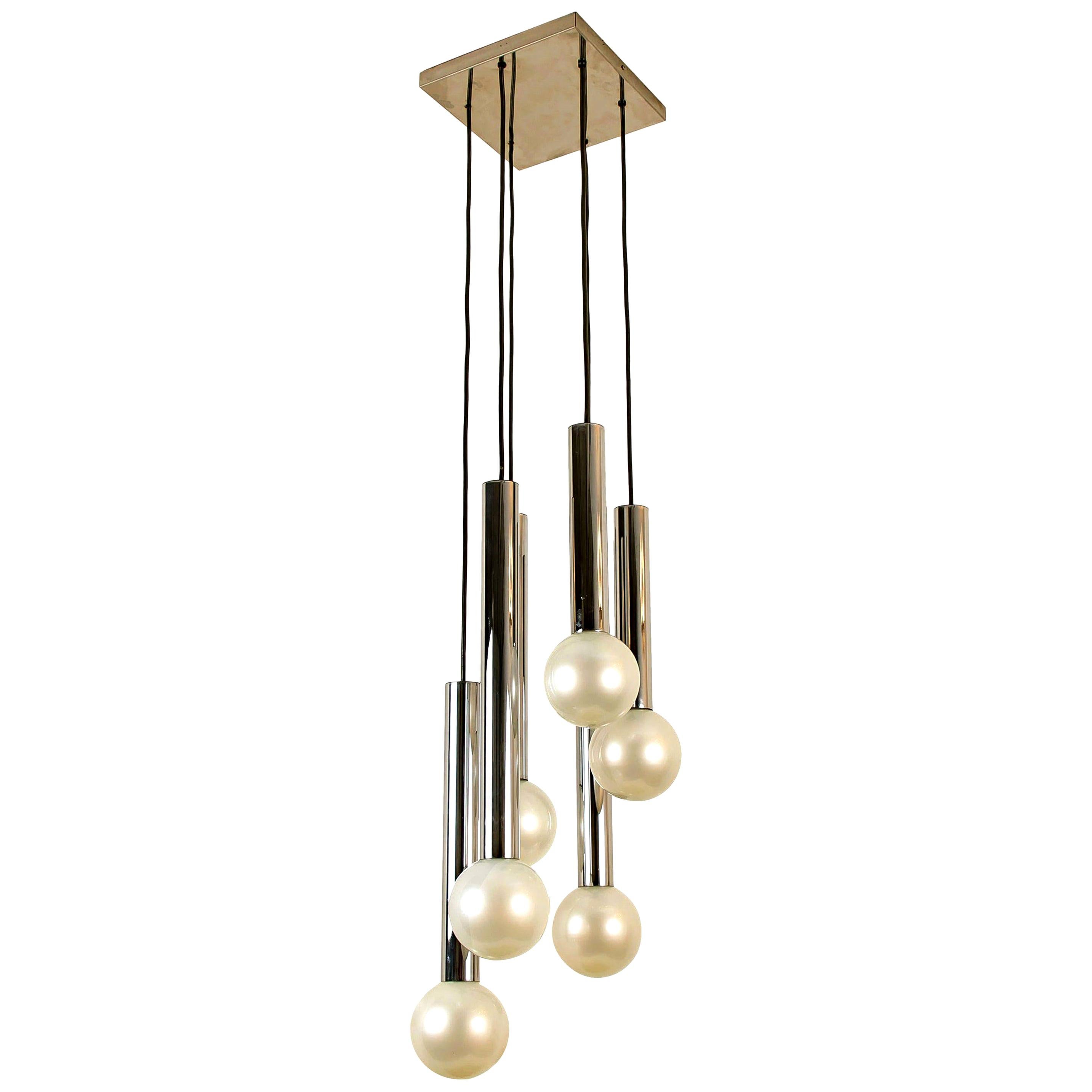 Large Cascade Light with Blown Opaline Glass Balls by Motoko Ishii for  Staff For Sale at 1stDibs