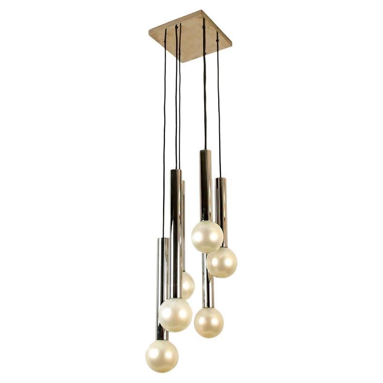 Large Cascade Light with Blown Opaline Glass Balls by Motoko Ishii for Staff For Sale