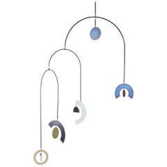 Large Cascade Mobile in Blackened Steel, Heat Tempered Steel, and Polished Steel