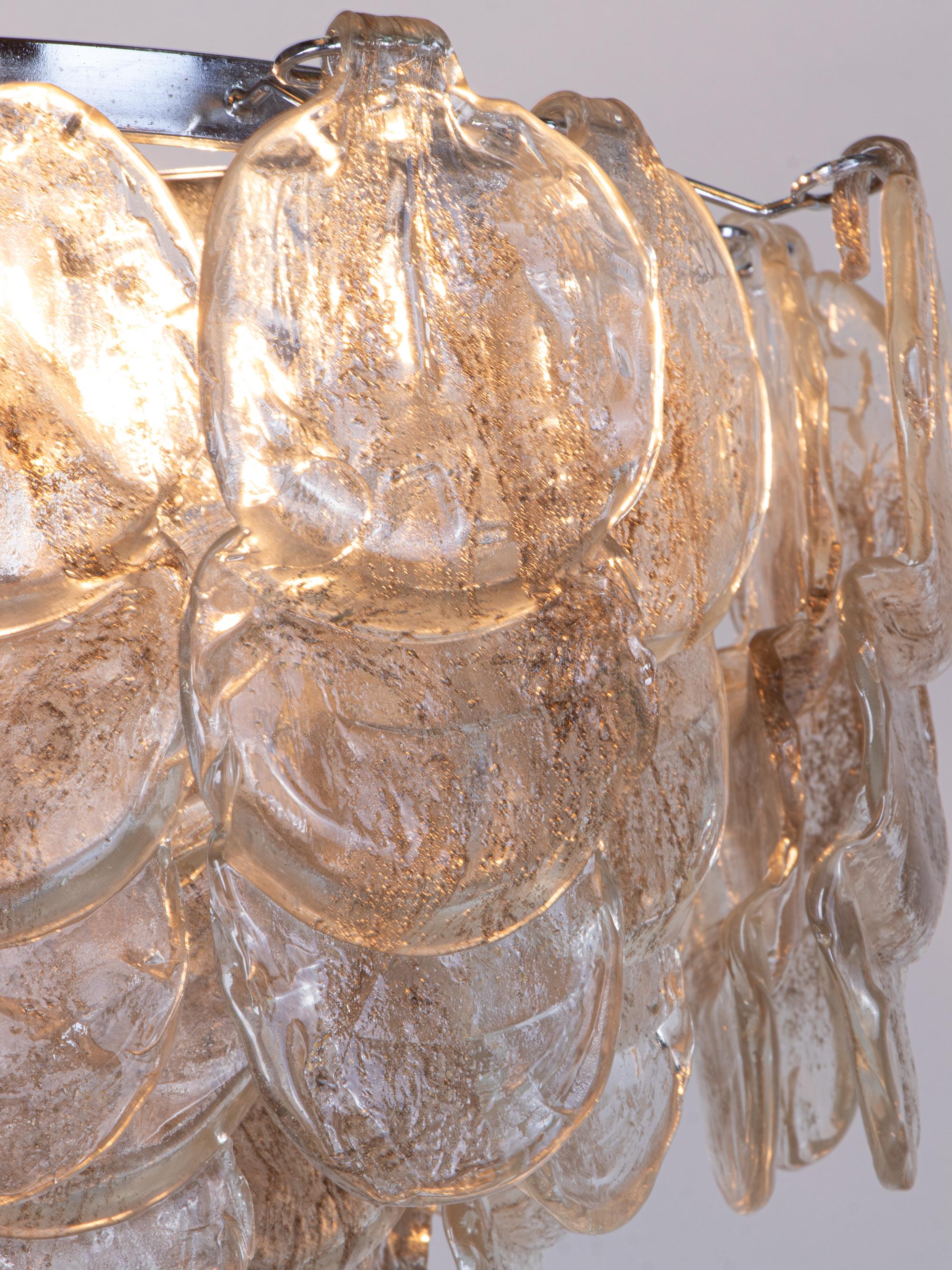 Italian Large Cascading Amber Murano Glass Chandelier by Carlo Nason, Mazzega Italy 1960