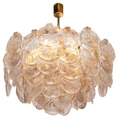 Large Cascading Amber Murano Glass Chandelier by Carlo Nason, Mazzega Italy 1960