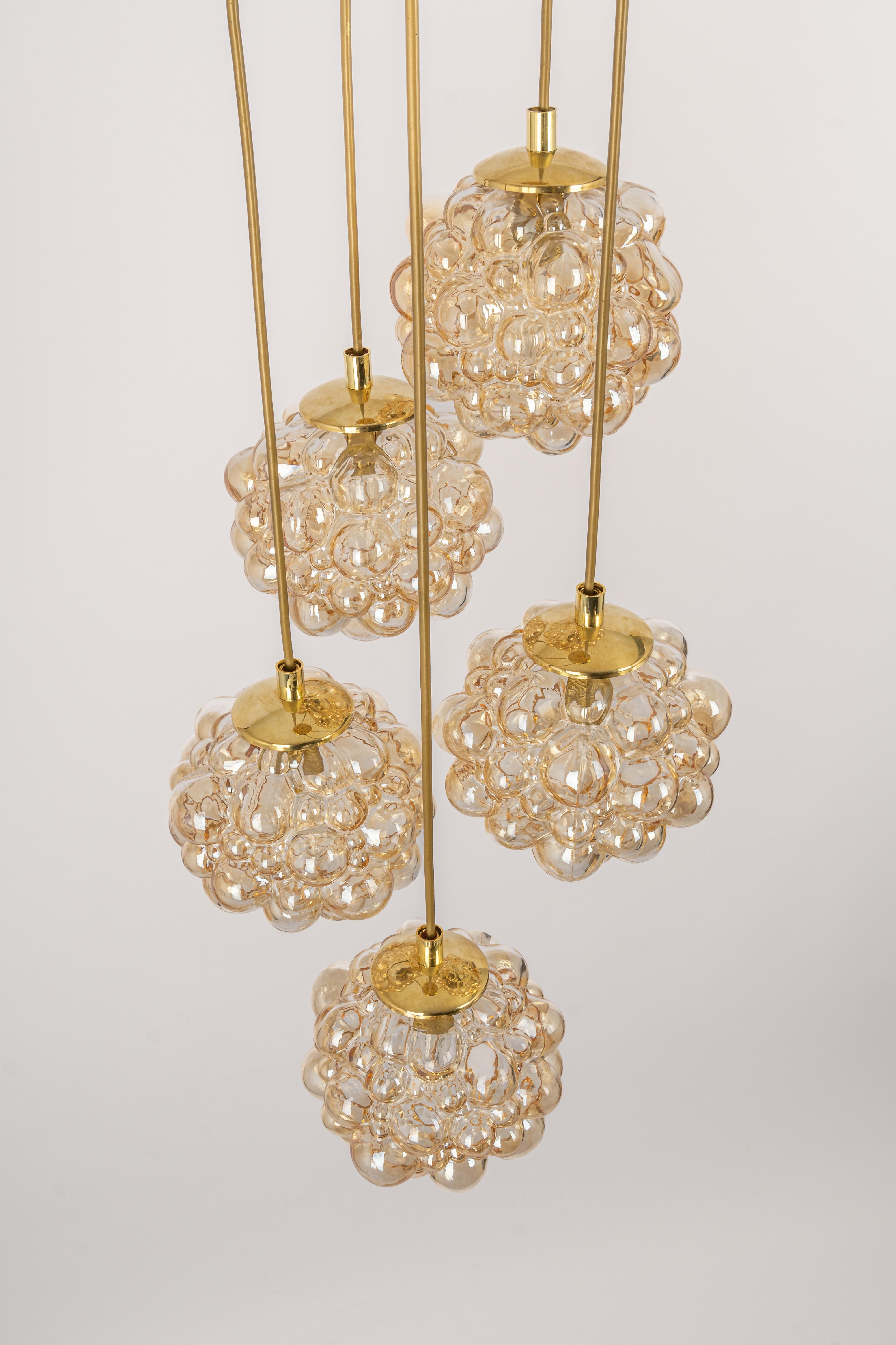 Mid-Century Modern Large Cascading Chandelier Bubble Glass Limburg, Germany, 1970s For Sale
