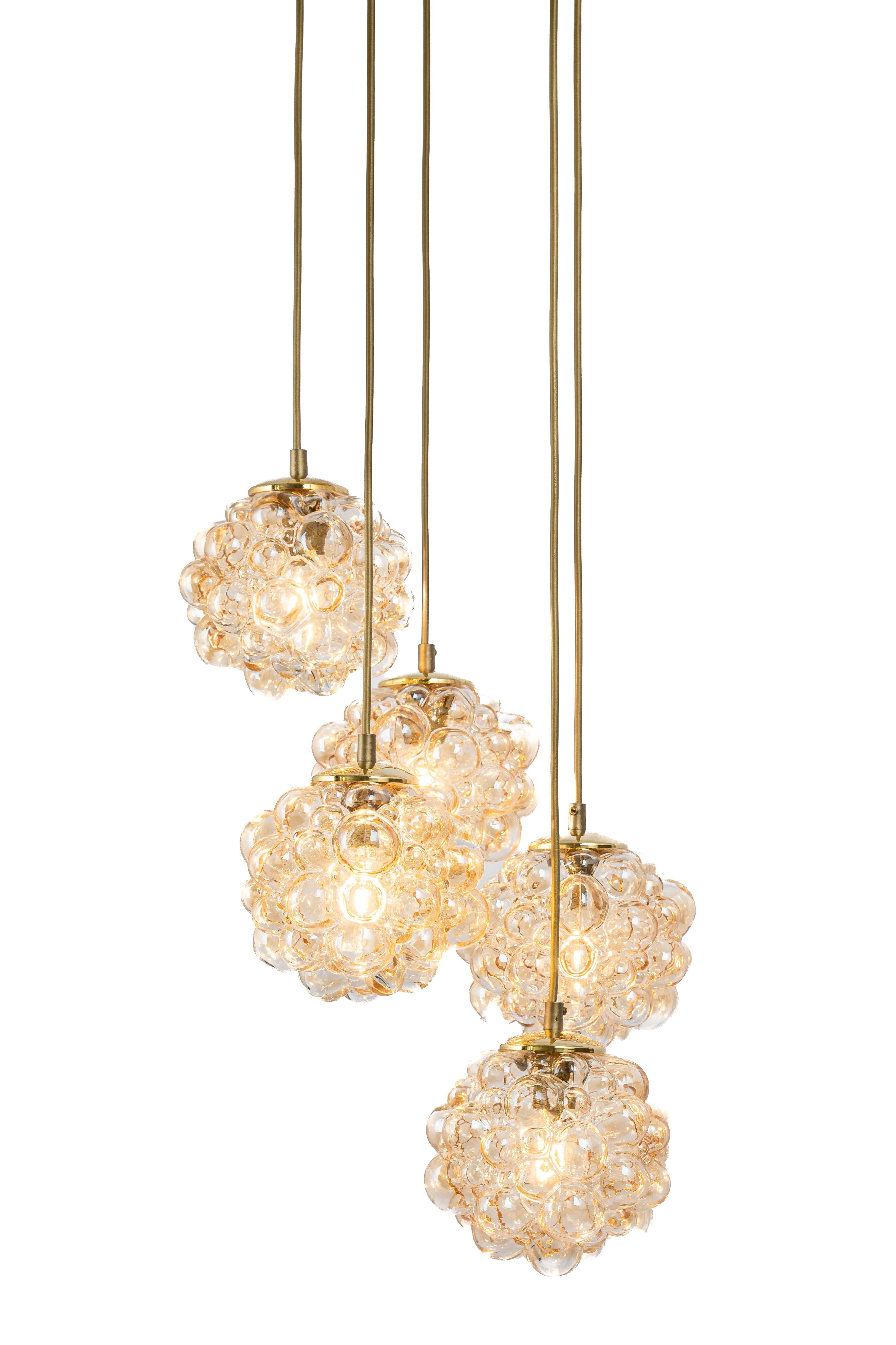 Mid-Century Modern Large Cascading Chandelier Bubble Glass Limburg, Germany, 1970s