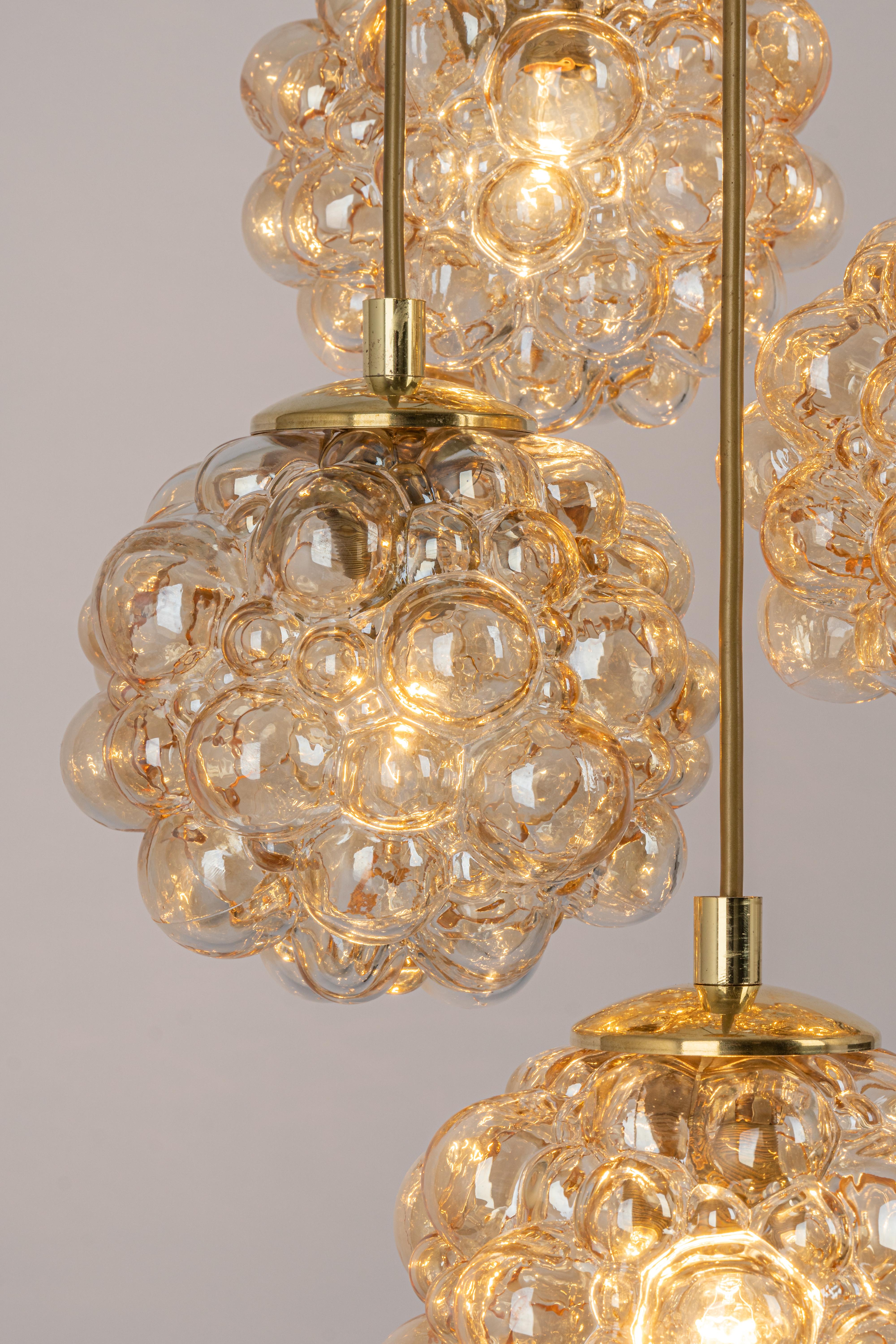 Metal Large Cascading Chandelier Bubble Glass Limburg, Germany, 1970s For Sale