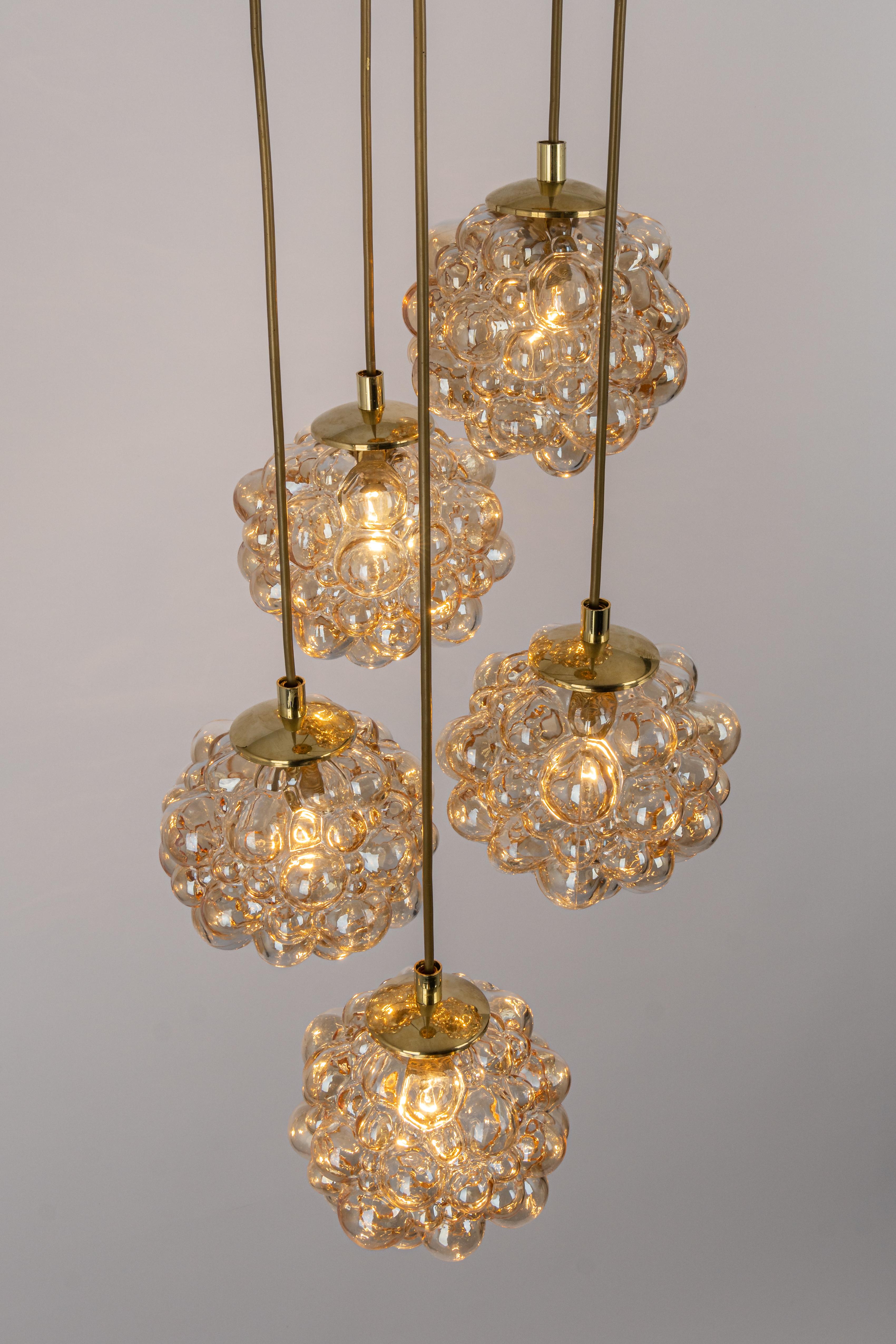 Large Cascading Chandelier Bubble Glass Limburg, Germany, 1970s For Sale 1