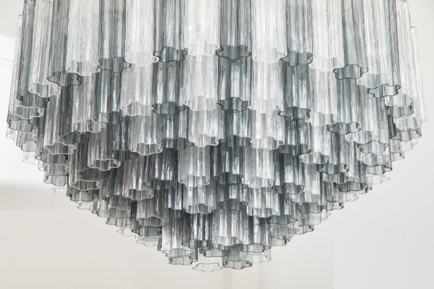 Mid-Century Modern Large Cascading Murano Glass Chandelier, in Stock For Sale