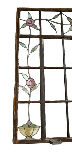 Large Casement Window with Stained Glass Roses