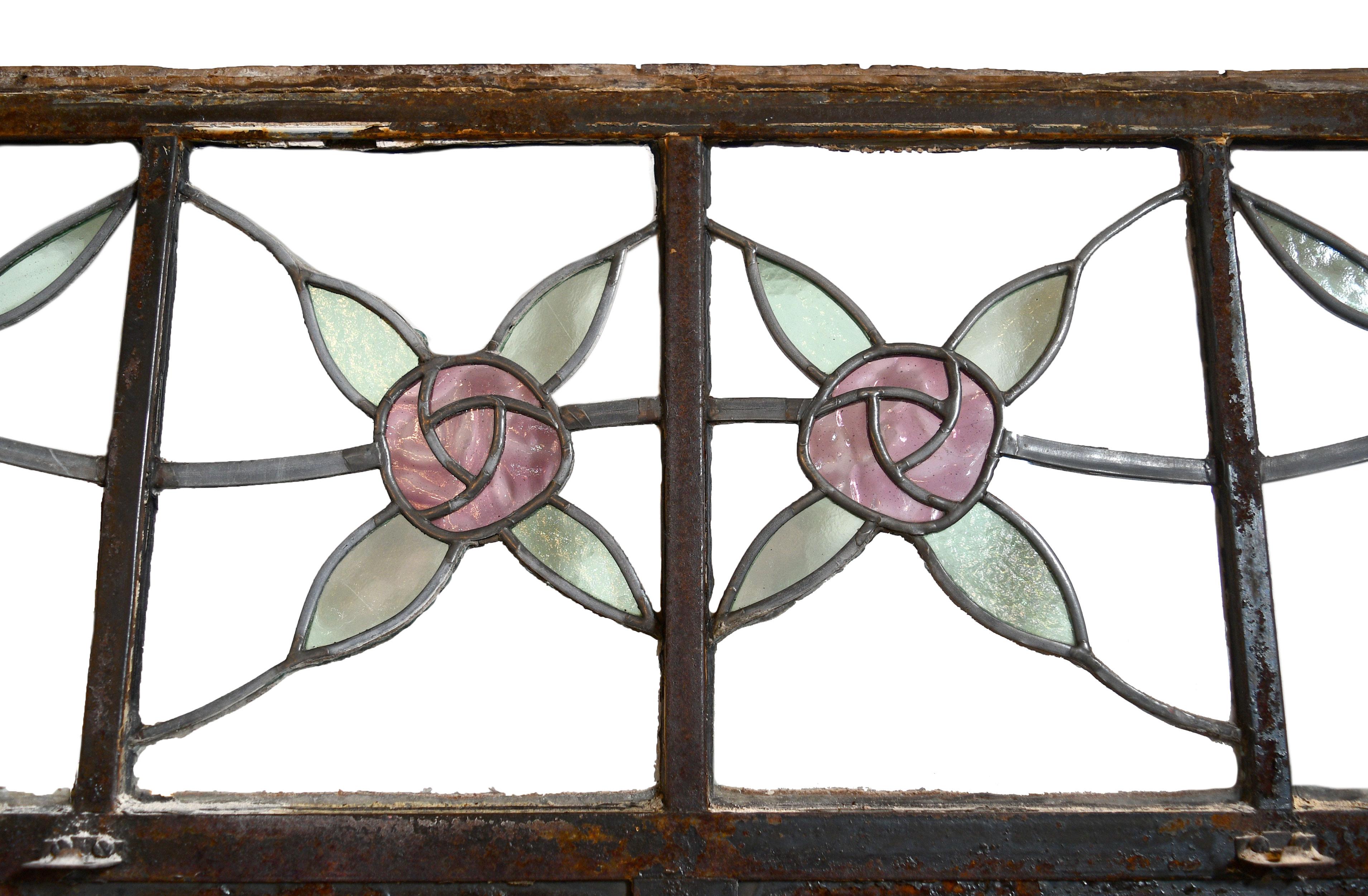 Large Casement Window with Stained Glass Roses at 1stDibs stained