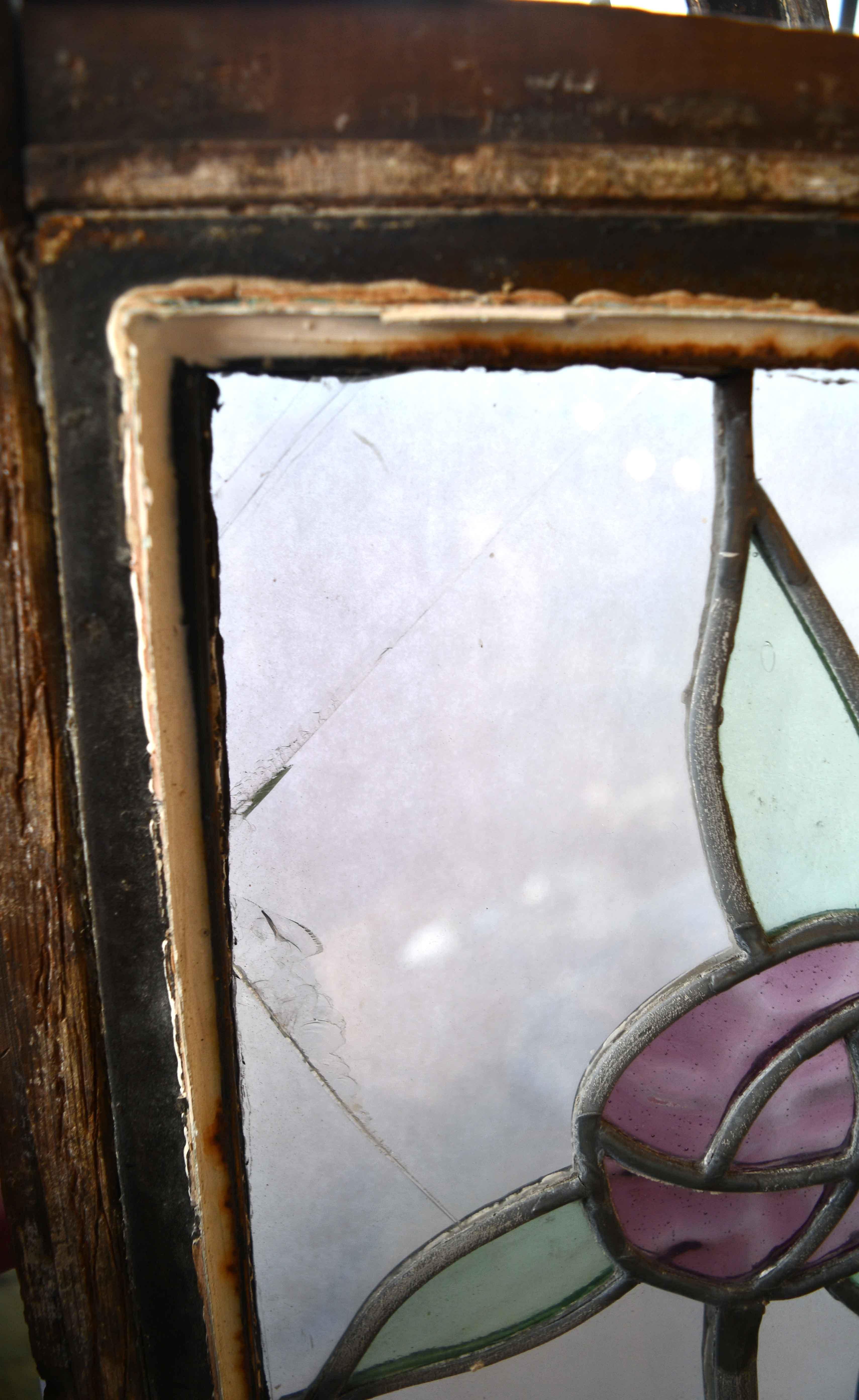 Large Casement Window with Stained Glass Roses at 1stDibs stained