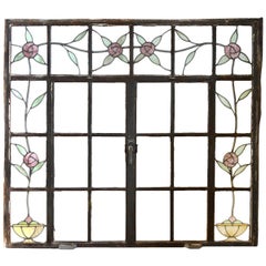 Large Casement Window with Stained Glass Roses