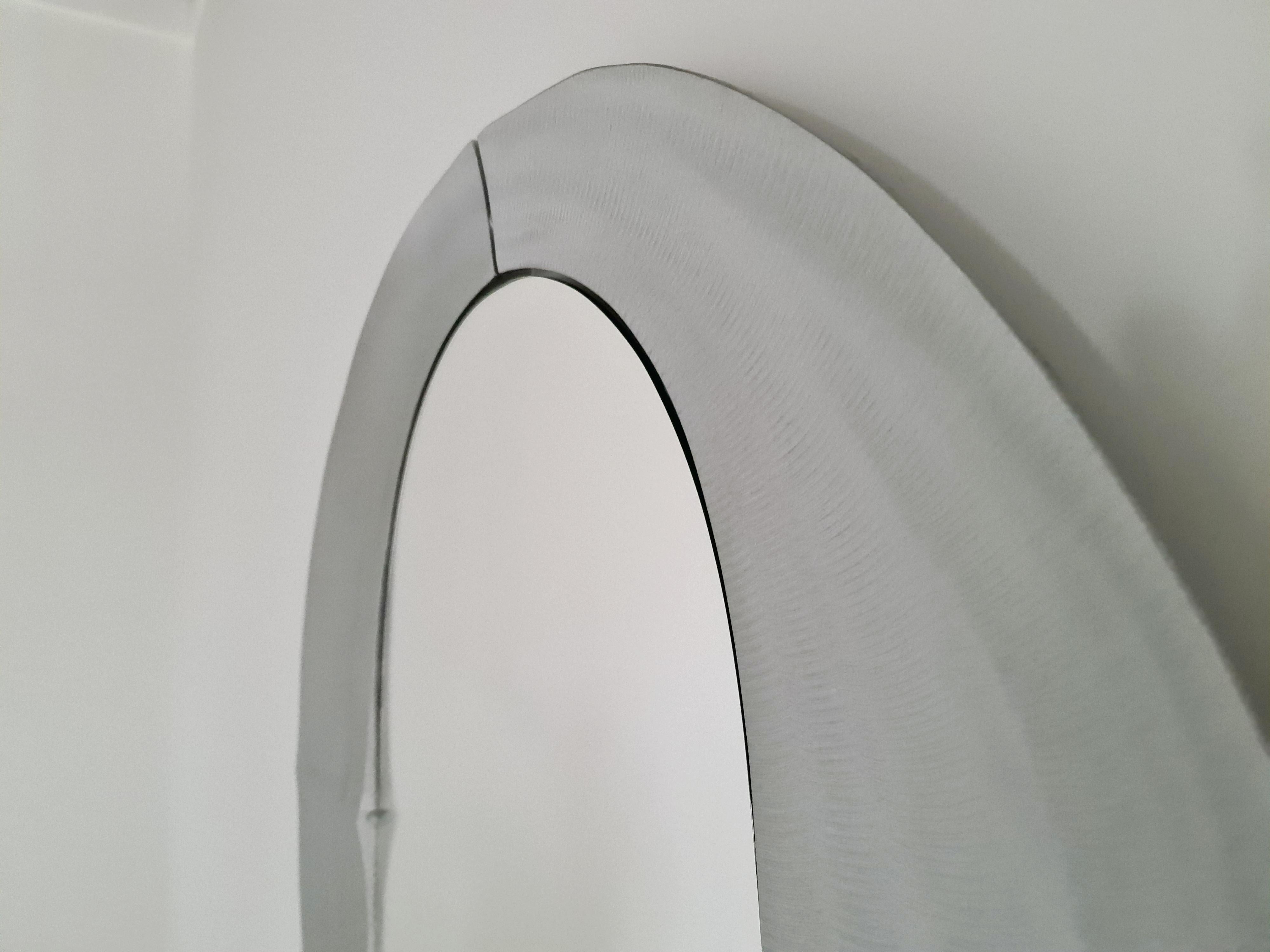 Aluminum Mid Century Modern Concave Aluminium Cuccaro Wall Mirror Lorenzo Burchiellaro