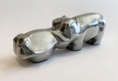Large Cast Aluminum Hippo Sculpture by David Parkin, 1970s