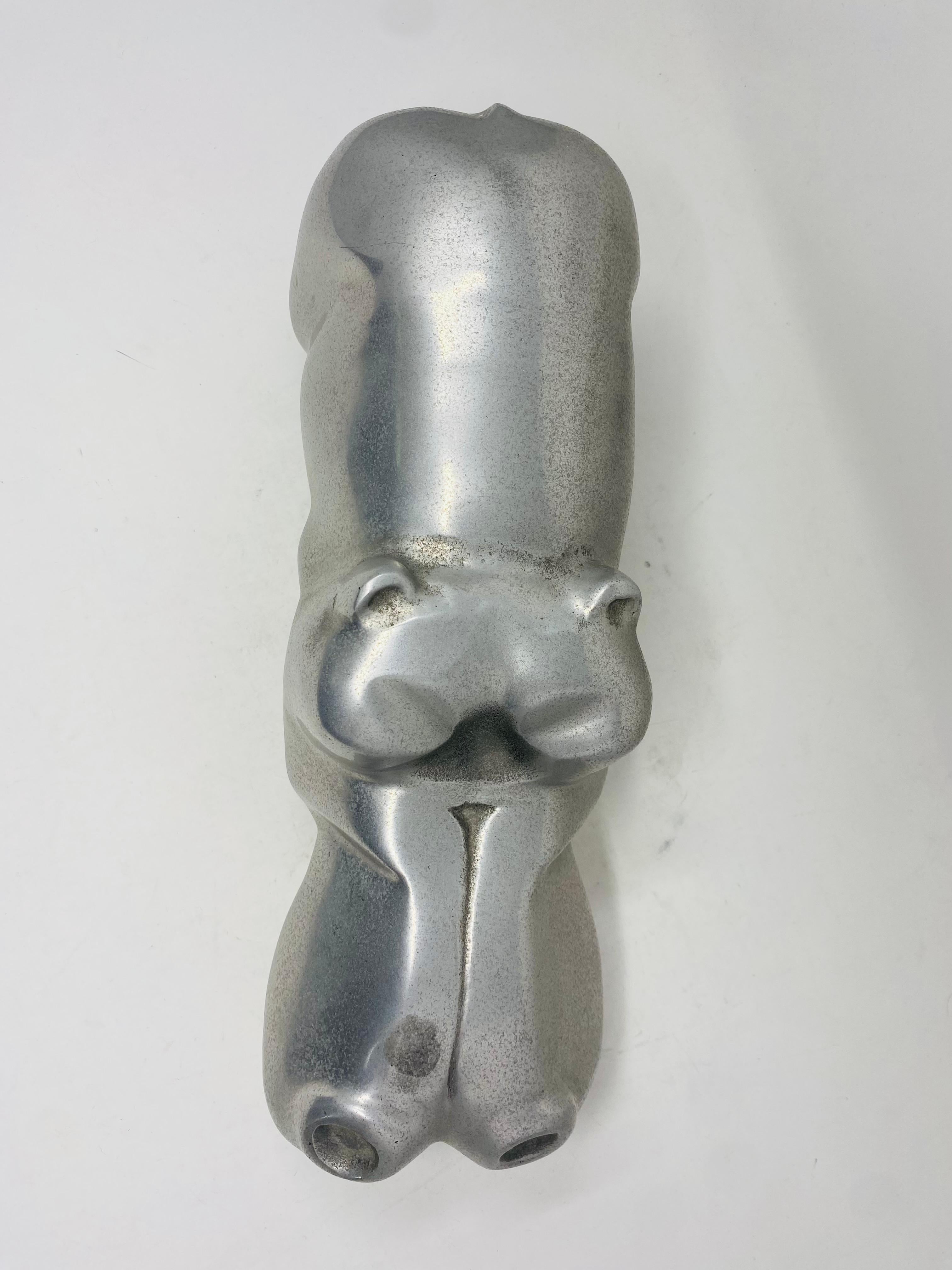 American Large Cast Aluminum Hippo Sculpture by David Parkin, 1970s For Sale