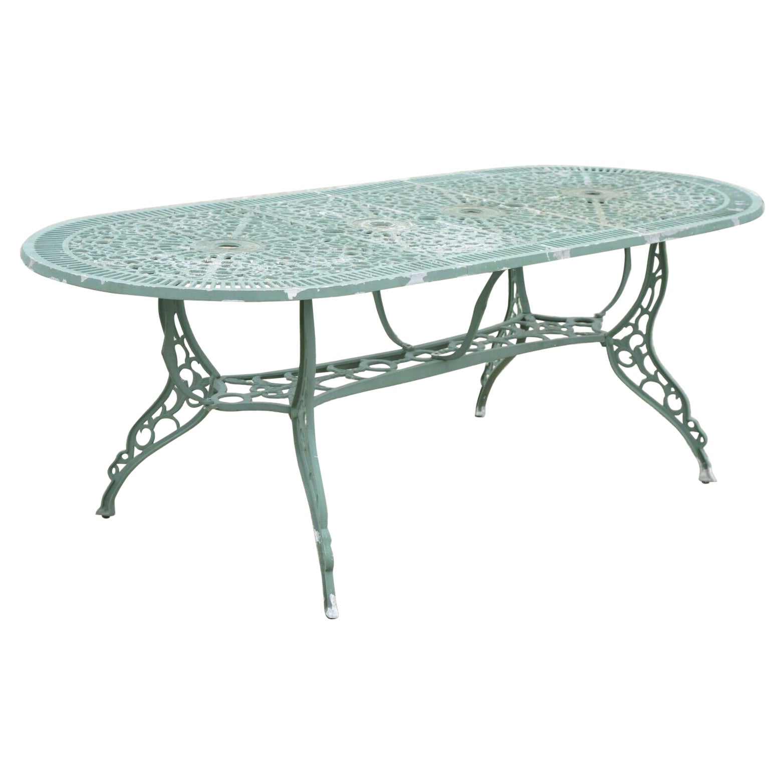 Large Cast Aluminum Leafy Scroll Garden Patio Dining Table