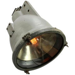 Large Cast Aluminum Vintage Industrial Clear Glass Hanging Spot Light