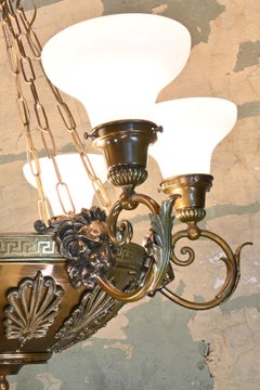Large Cast Brass Decorative Chandelier with Lions