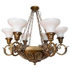 Large Cast Brass Decorative Chandelier with Lions