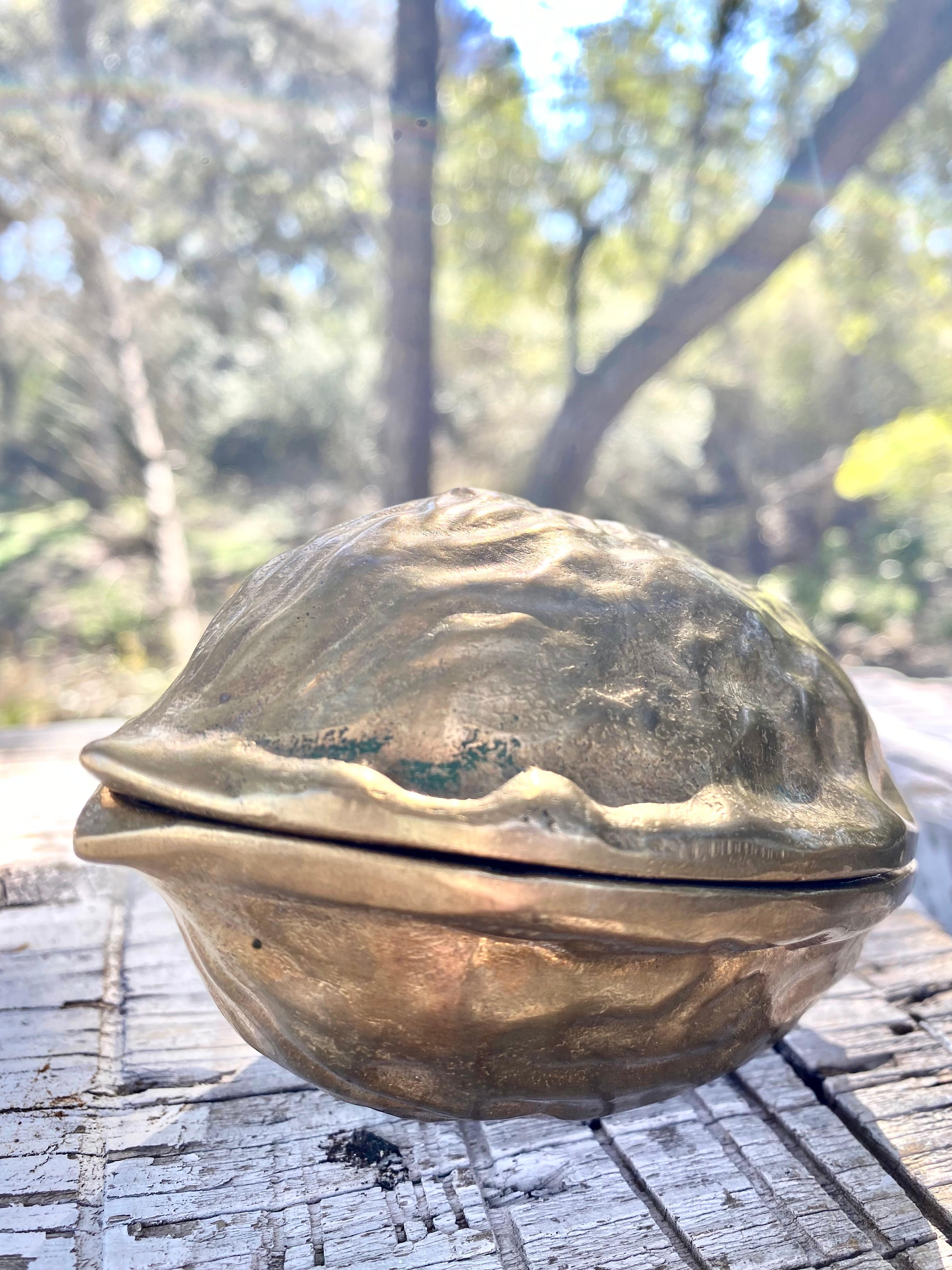 Large Cast Brass Walnut Nutcracker Sculptural Object In Good Condition In Round Top, TX