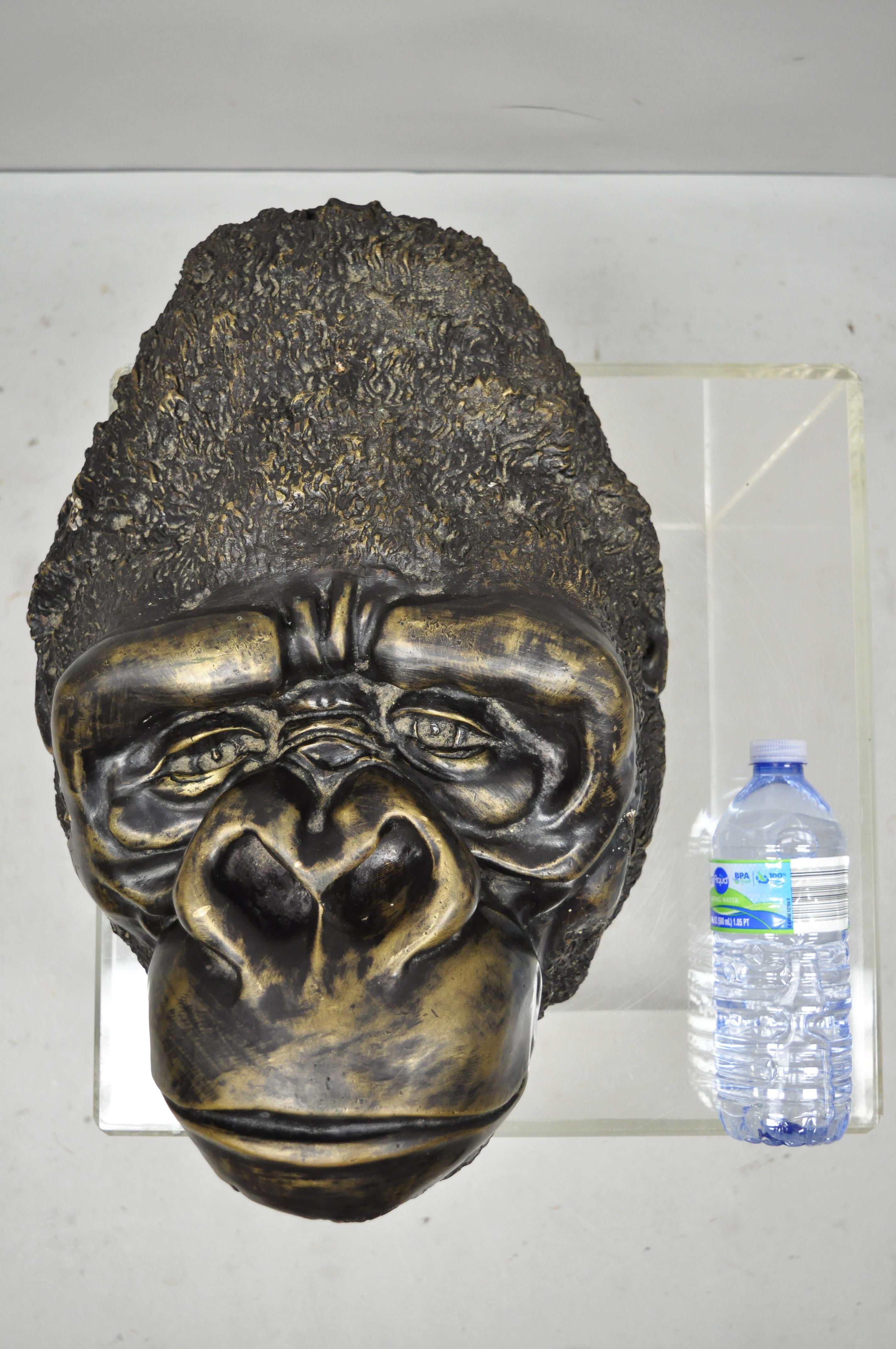 Large Cast Bronze Gorilla Head Wall Sculpture Statue Wildlife Collector 'A' For Sale 4