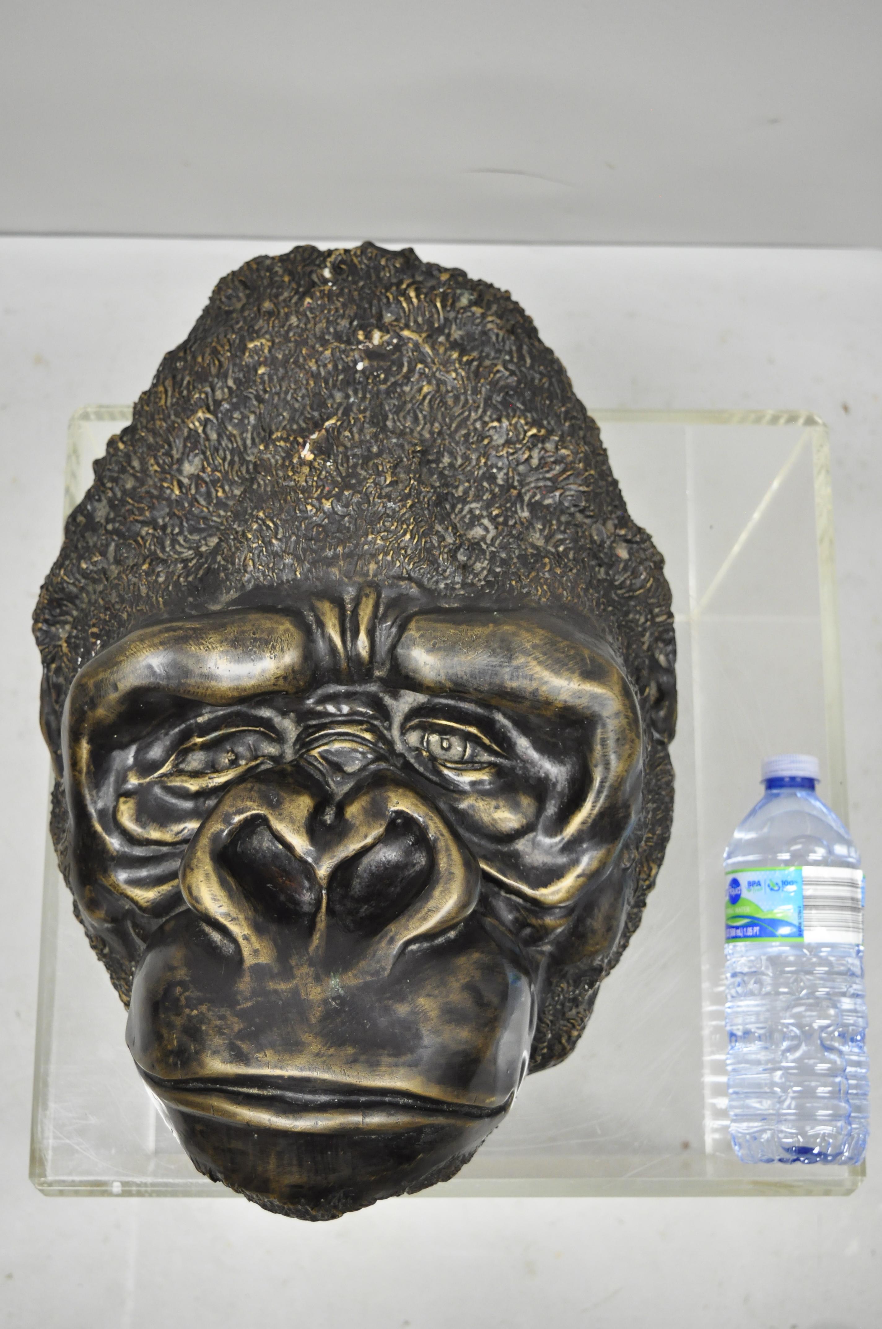 Large Cast Bronze Gorilla Head Wall Sculpture Statue Wildlife Collector B For Sale 2