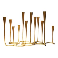 Large Cast Bronze Daisy Candlestand in Matte Silver by Elan Atelier (Preorder)