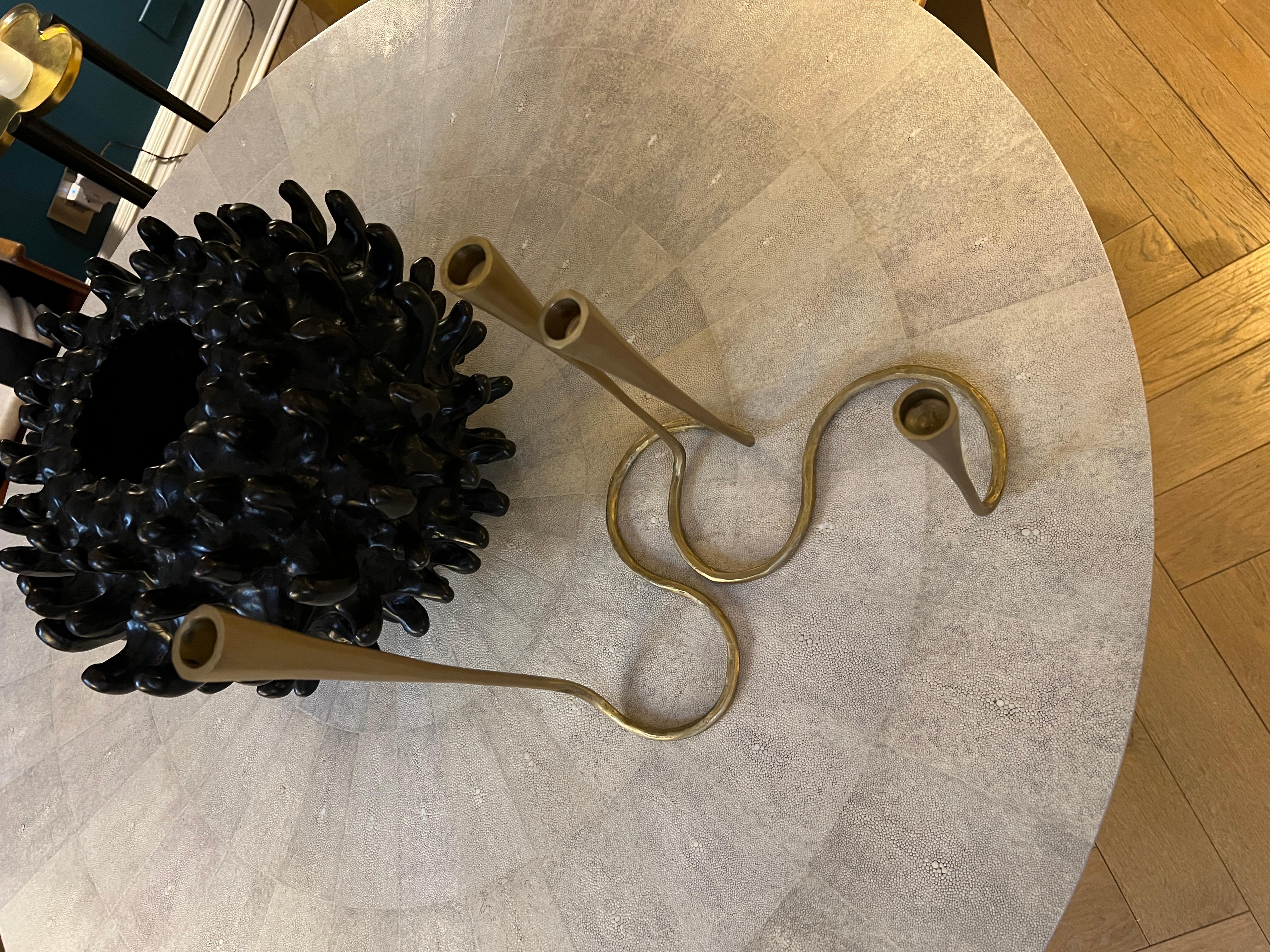 Grand bougeoir marguerite en or mat et bronze par Elan Atelier (EN STOCK) en vente 4
