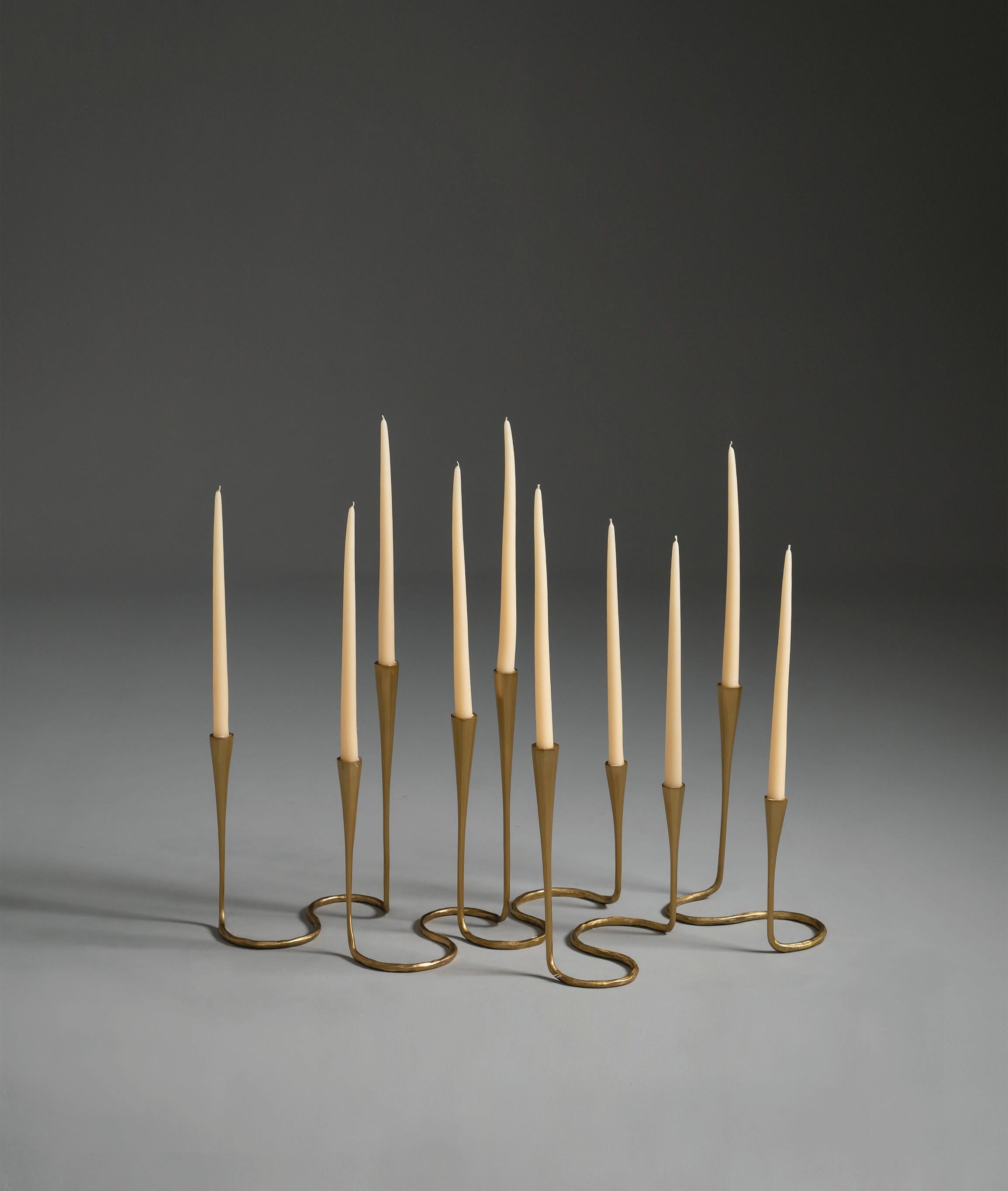 Moderne Grand bougeoir marguerite en or mat et bronze par Elan Atelier (EN STOCK) en vente